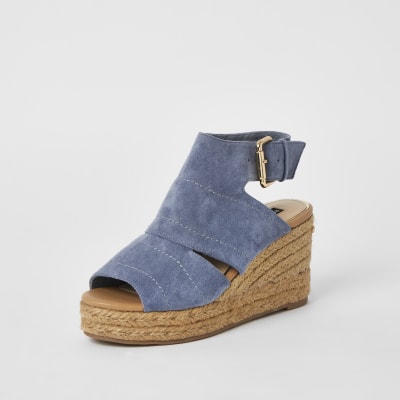 blue wedge flip flops