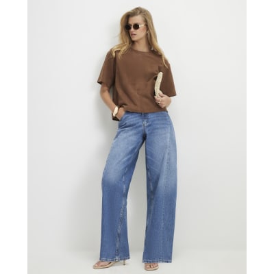 Blue Oversized Barrel Leg Jeans
