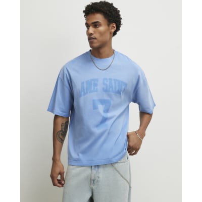Blue Oversized Cotton Ame Saint 7 T-Shirt