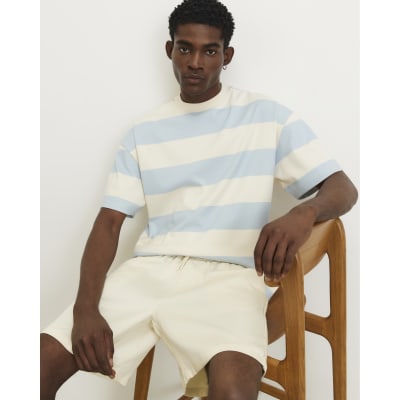 Blue Oversized Cotton Stripe T-Shirt