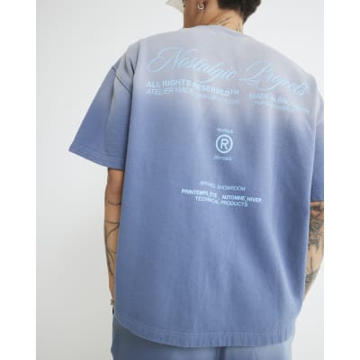 Blue Oversized Fit Ombre T-Shirt