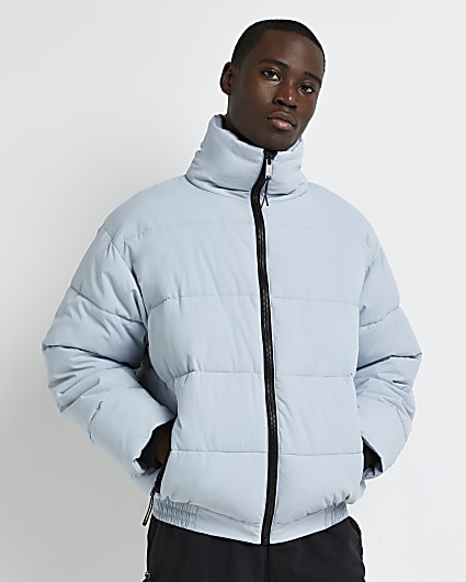Blue oversized fit puffer jacket