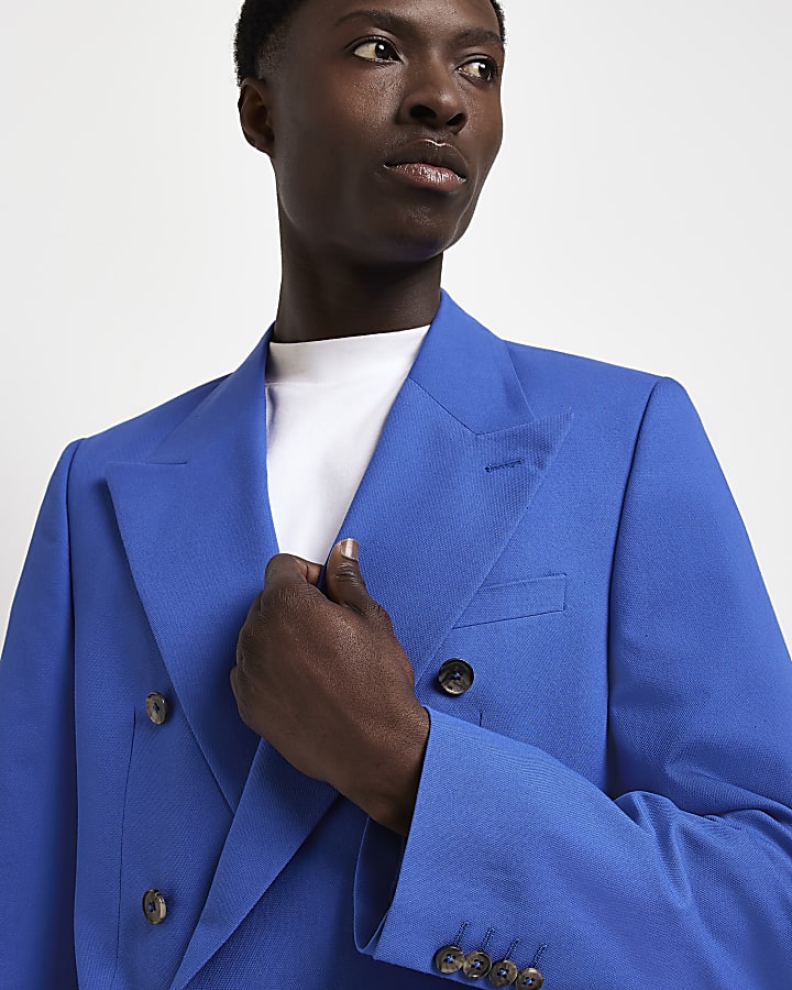Blue oversized fit suit jacket