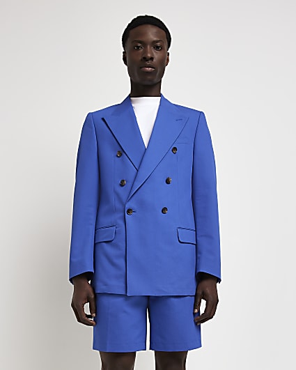 Blue oversized fit Unlined suit jacket