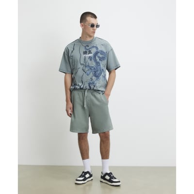 Blue Oversized Fit Washed Karashima T-Shirt