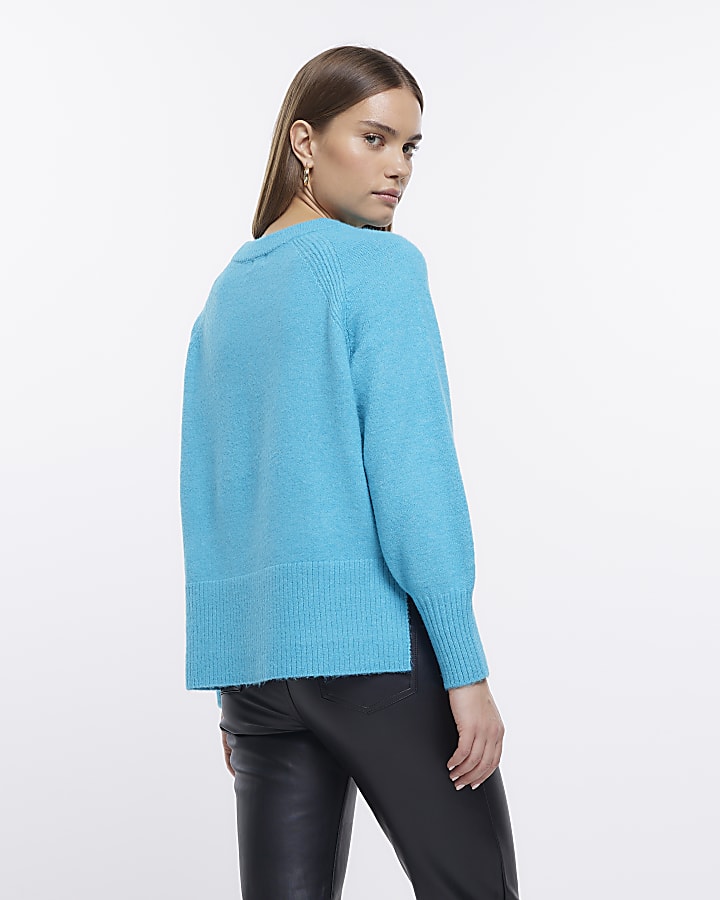 Blue oversized knit jumper