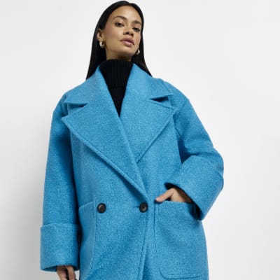 Blue oversized longline coat