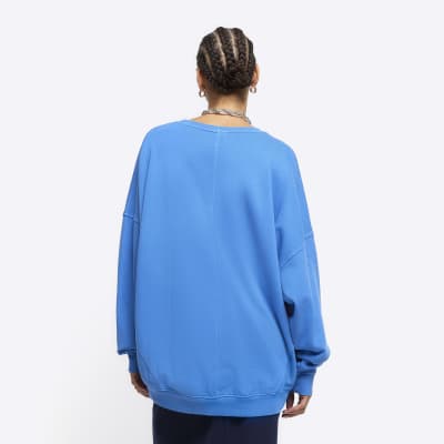 Blue oversized sweatshirt River Island