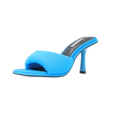 360 degree animation of product Blue Padded heeled mules frame-1