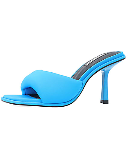 360 degree animation of product Blue Padded heeled mules frame-2