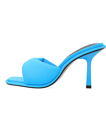 360 degree animation of product Blue Padded heeled mules frame-4