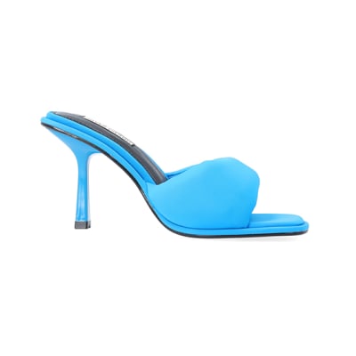 360 degree animation of product Blue Padded heeled mules frame-16