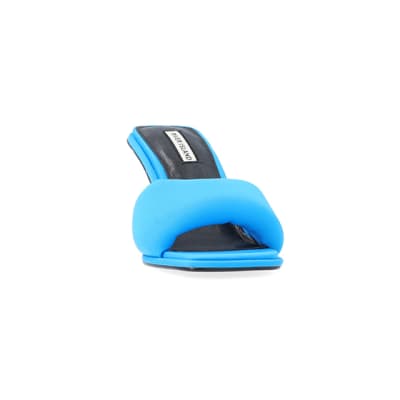 360 degree animation of product Blue Padded heeled mules frame-20