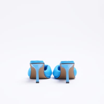 Blue Padded heeled mules