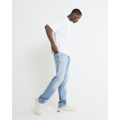 Blue Paint Splat Straight Jeans
