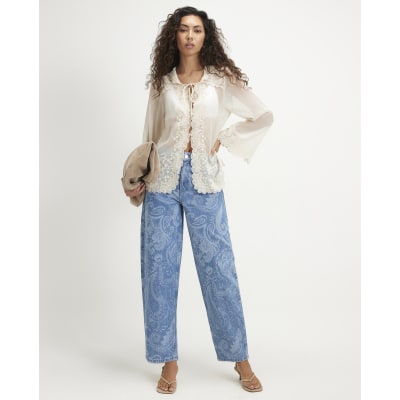 Paisley Core Barrel Leg Jeans