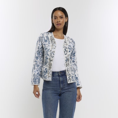 Blue paisley jacket | River Island