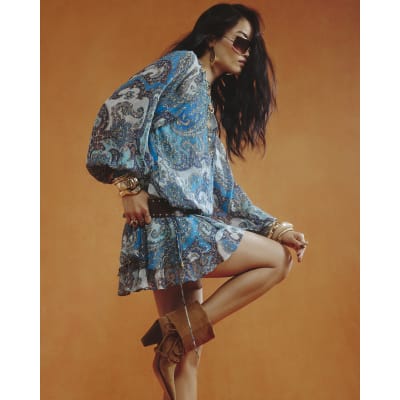 Paisley Metallic Mini Dress