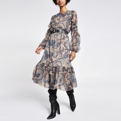 paisley midi dress