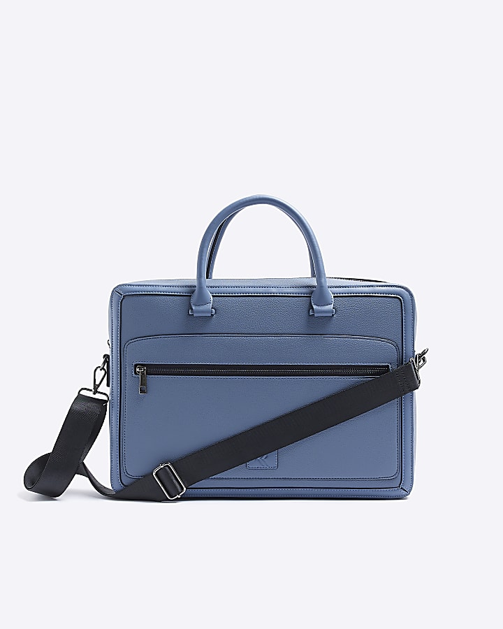 Blue pebbled laptop bag