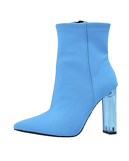 360 degree animation of product Blue perspex heel ankle boots frame-2