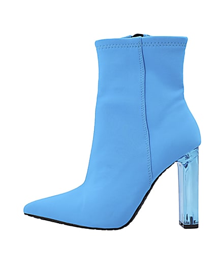360 degree animation of product Blue perspex heel ankle boots frame-3