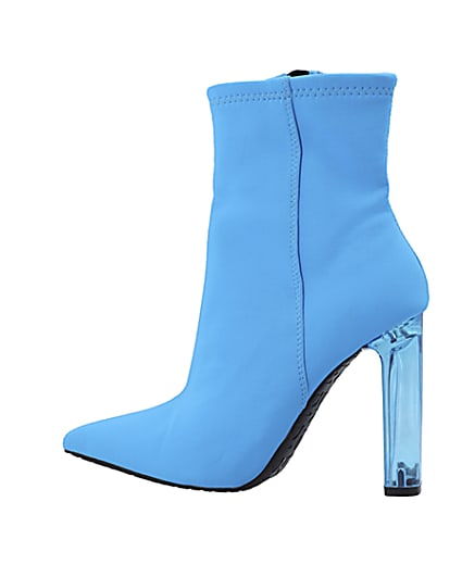 360 degree animation of product Blue perspex heel ankle boots frame-4