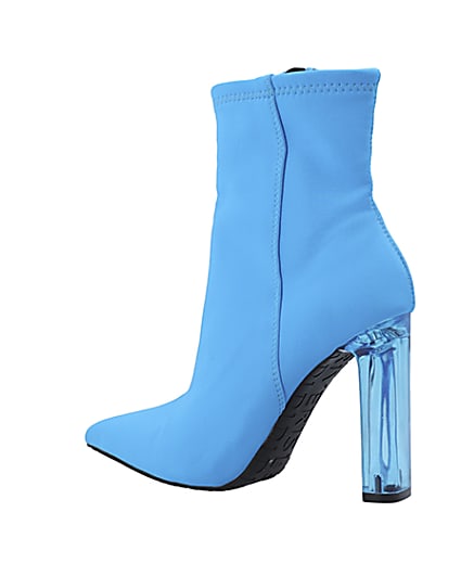 360 degree animation of product Blue perspex heel ankle boots frame-5