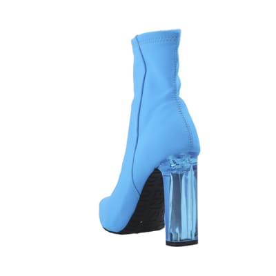 360 degree animation of product Blue perspex heel ankle boots frame-7