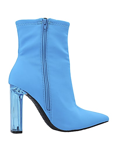 360 degree animation of product Blue perspex heel ankle boots frame-14