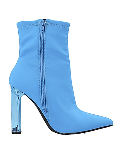 360 degree animation of product Blue perspex heel ankle boots frame-15