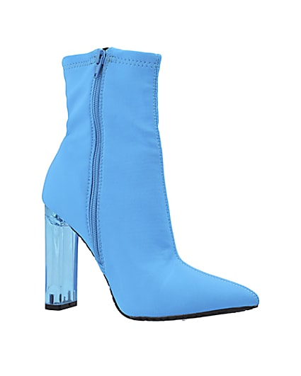 360 degree animation of product Blue perspex heel ankle boots frame-17