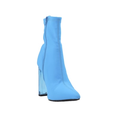 360 degree animation of product Blue perspex heel ankle boots frame-19