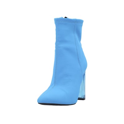 Blue perspex heel ankle boots | River Island