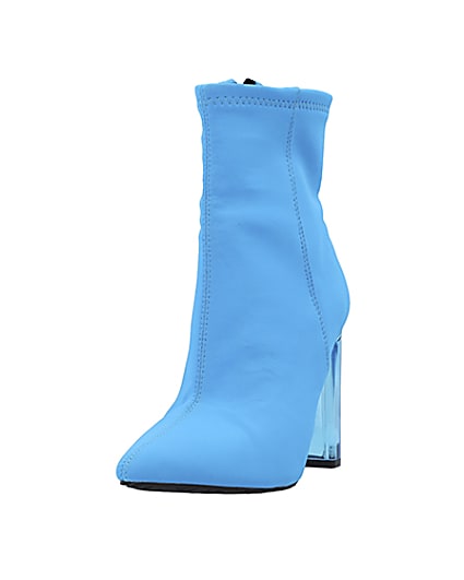 360 degree animation of product Blue perspex heel ankle boots frame-23