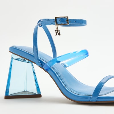 Blue perspex heeled sandals
