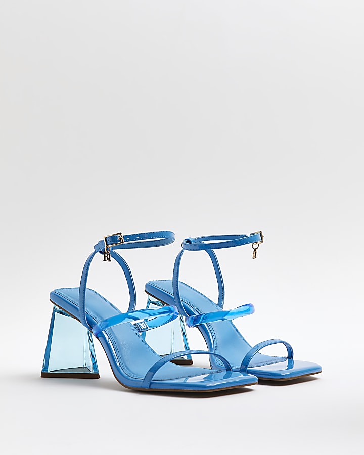 Blue perspex heeled sandals
