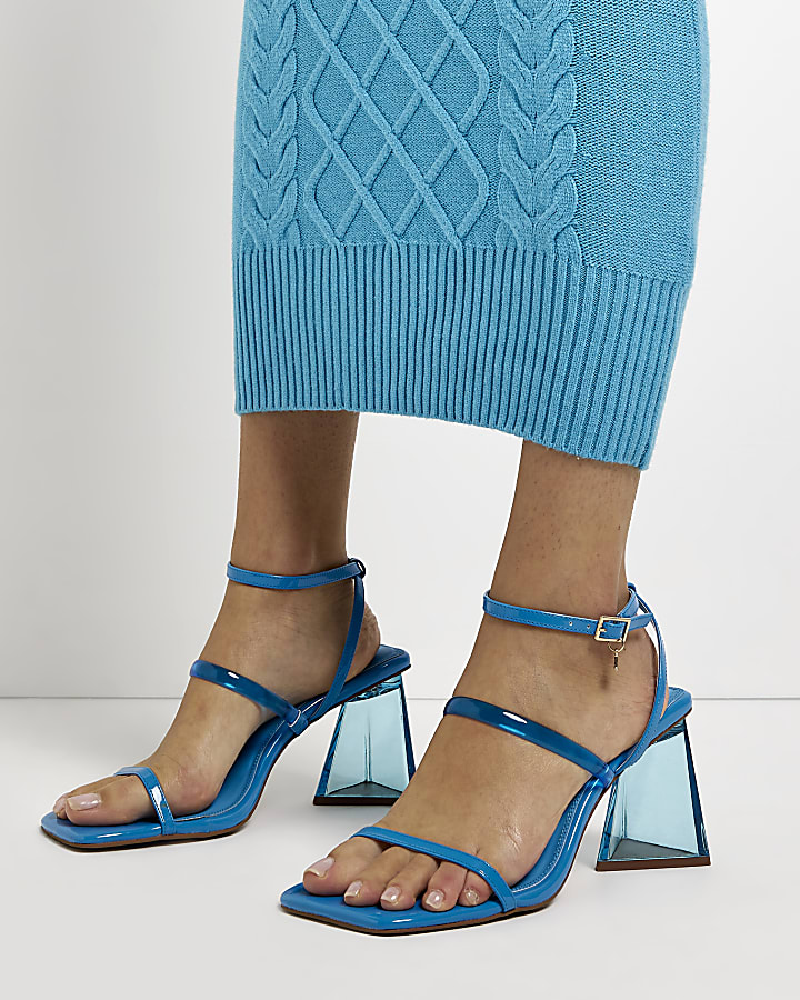 Blue perspex heeled sandals