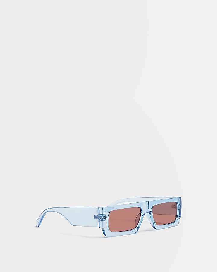 Blue pink lens rectangle frame sunglasses