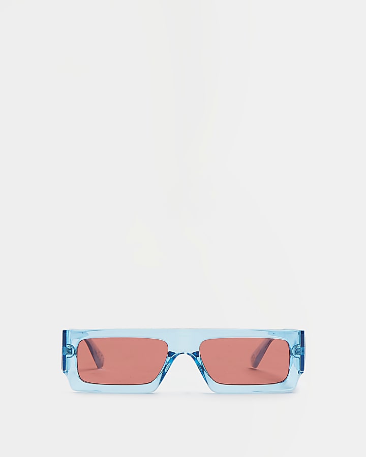 Blue pink lens rectangle frame sunglasses