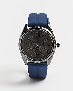 Blue Plastic Strap Watch with giftbox
