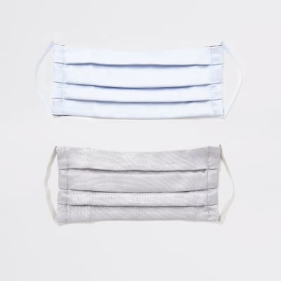 Blue pleated satin face covering pack of 2