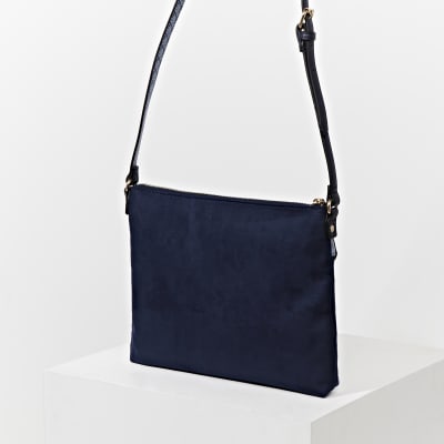 Blue pocket front cross body messenger bag