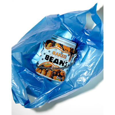 Blue Premium Baked Beans Beaded Shoulder Bag