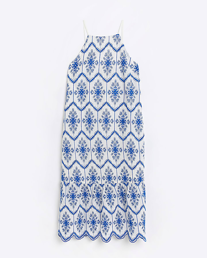 Blue Print Cami Midi Dress
