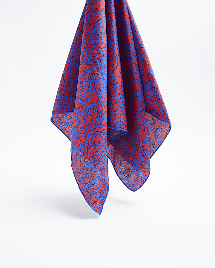 Blue print satin scarf