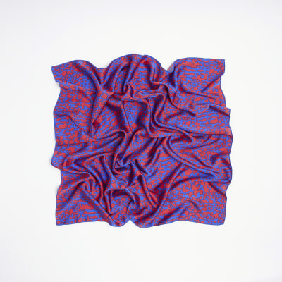Blue print satin scarf