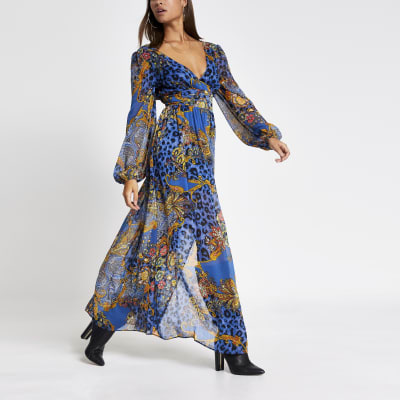 river island blue maxi dress