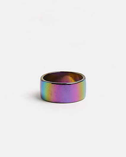 Blue rainbow design ring