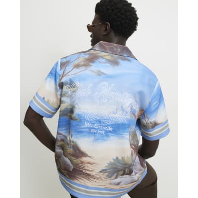 Blue Regular Fit All Over Boat Print Shirt